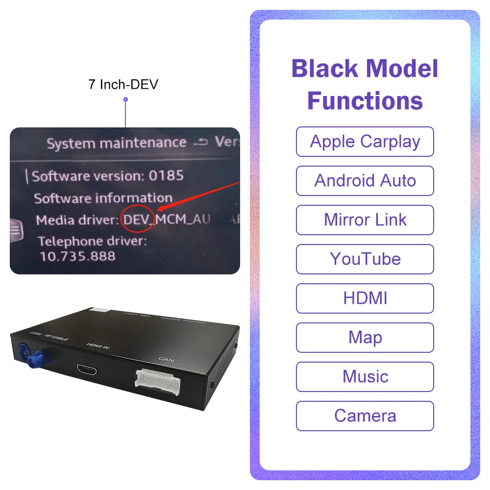 Road Top Wireless CarPlay for Audi Q7 2016-2019, Android Auto Interface Mirror Link AirPlay Bluetooth USB Player Camera