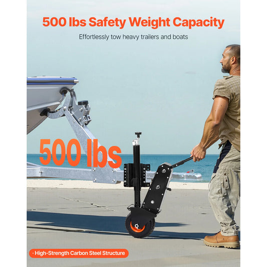 SucceBuy 500lbs Tongue Boat Trailer Dolly 13-23.2in Height Adjustable Manual or Electric Wrench Drive RVs Mover for Cargo Moving
