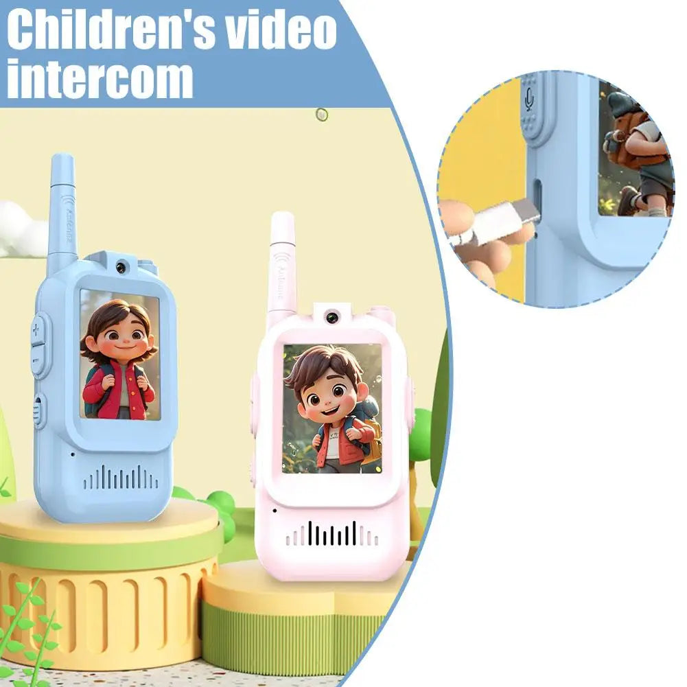 Hot! Technology Gift HD Screen USB-C Rechargeable Kids Video Walkie Talkie One-Click HD Call Intercom For Children Gadgets