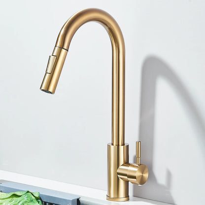 Pull Down Kitchen Sink Faucet Pull Out Two Function Single Handle Hot and Cold Water Mixer Taps Deck Mounted