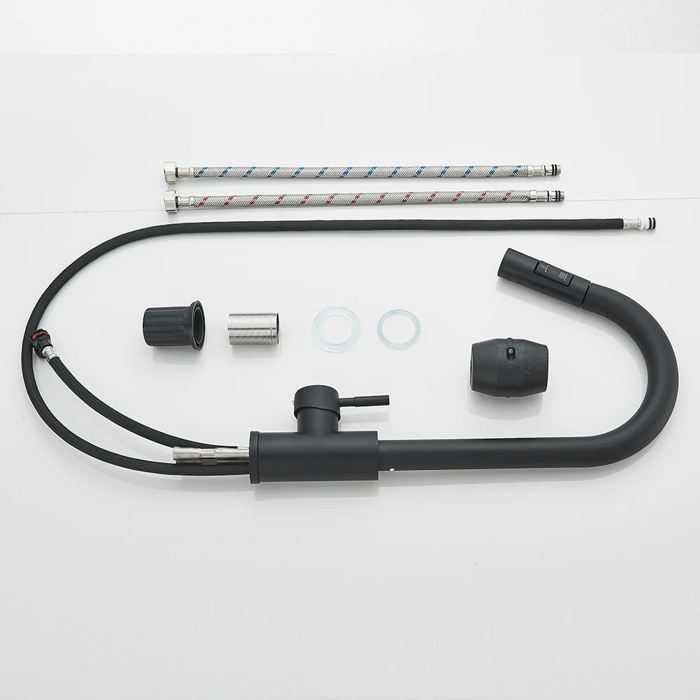 Pull Down Kitchen Sink Faucet Pull Out Two Function Single Handle Hot and Cold Water Mixer Taps Deck Mounted