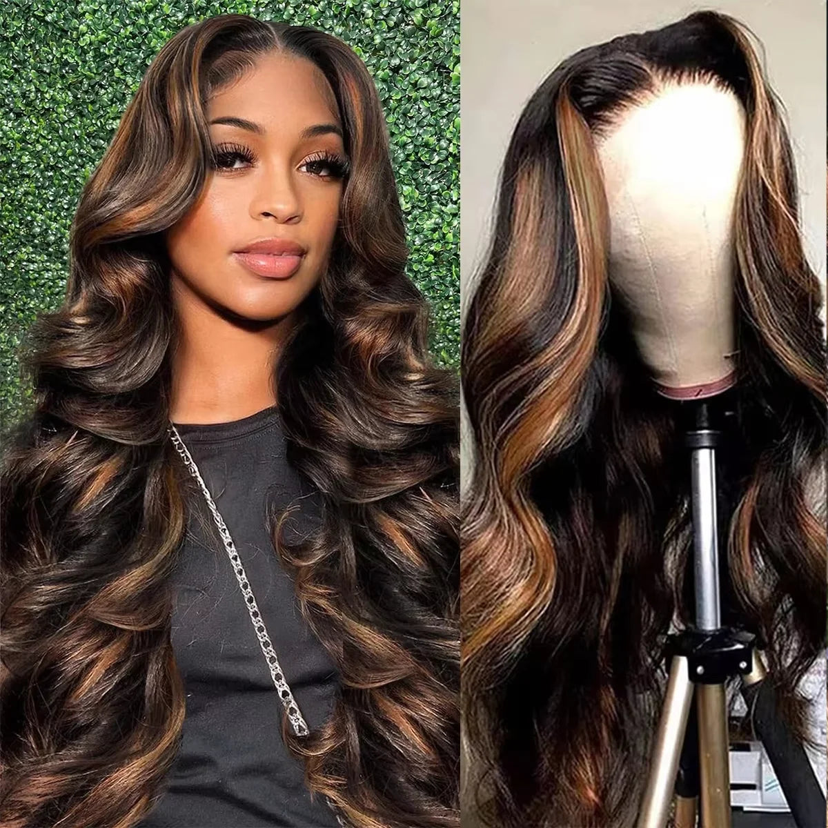 FB 30 Highlight Ombre Body Wave Black Brown Colored 40 46 Inches Front Wigs 13x4 13x6 HD Lace 100% Human Long Hair Frontal Wig