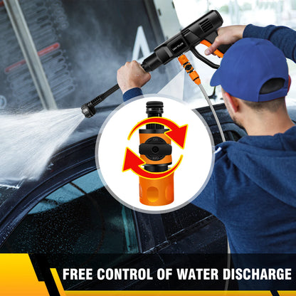 21V Water Gun Spray Cleaner Car Washer, 6 in 1 Nozzle, Handheld High Pressure Washer for Car/Floor/Garden Cleaning and Watering