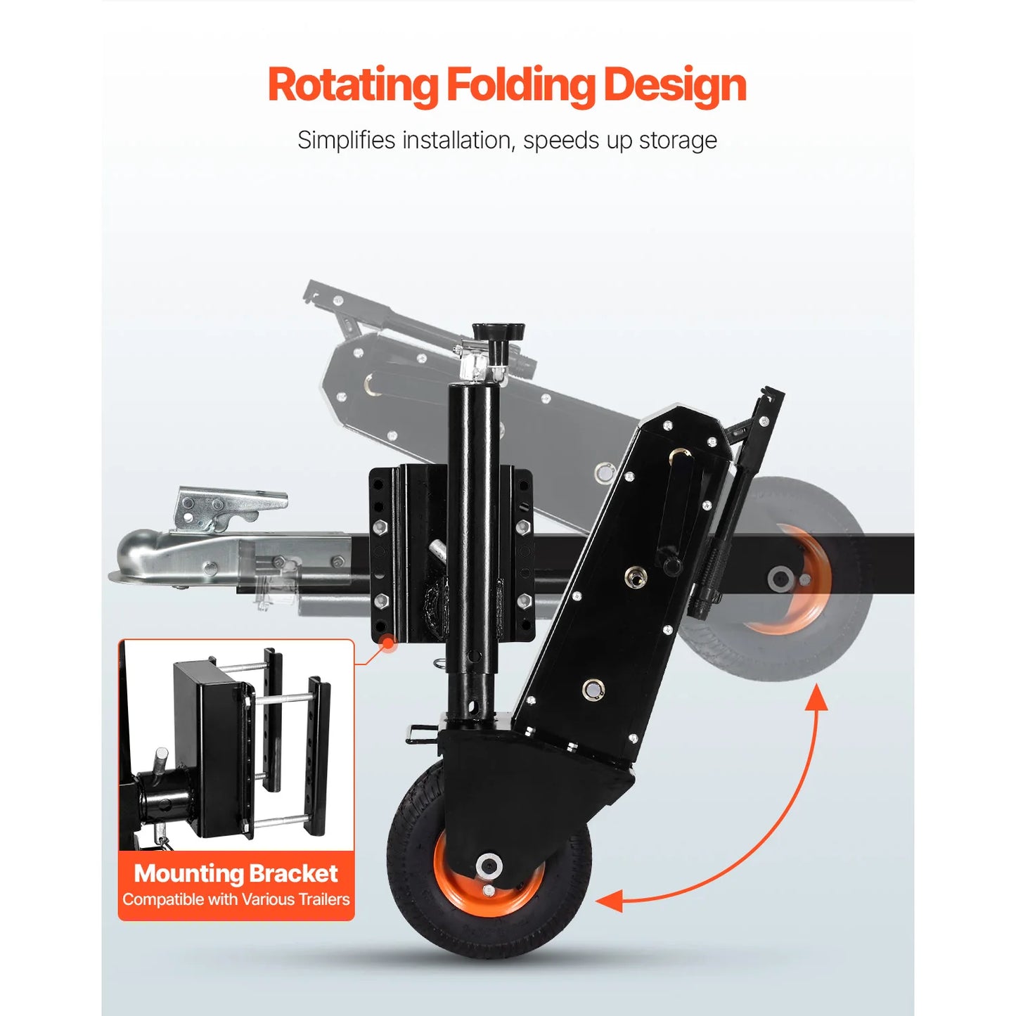 SucceBuy 500lbs Tongue Boat Trailer Dolly 13-23.2in Height Adjustable Manual or Electric Wrench Drive RVs Mover for Cargo Moving
