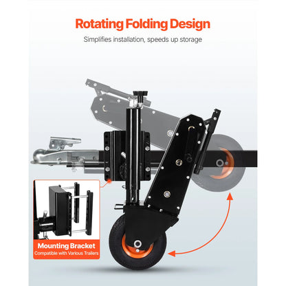 SucceBuy 500lbs Tongue Boat Trailer Dolly 13-23.2in Height Adjustable Manual or Electric Wrench Drive RVs Mover for Cargo Moving