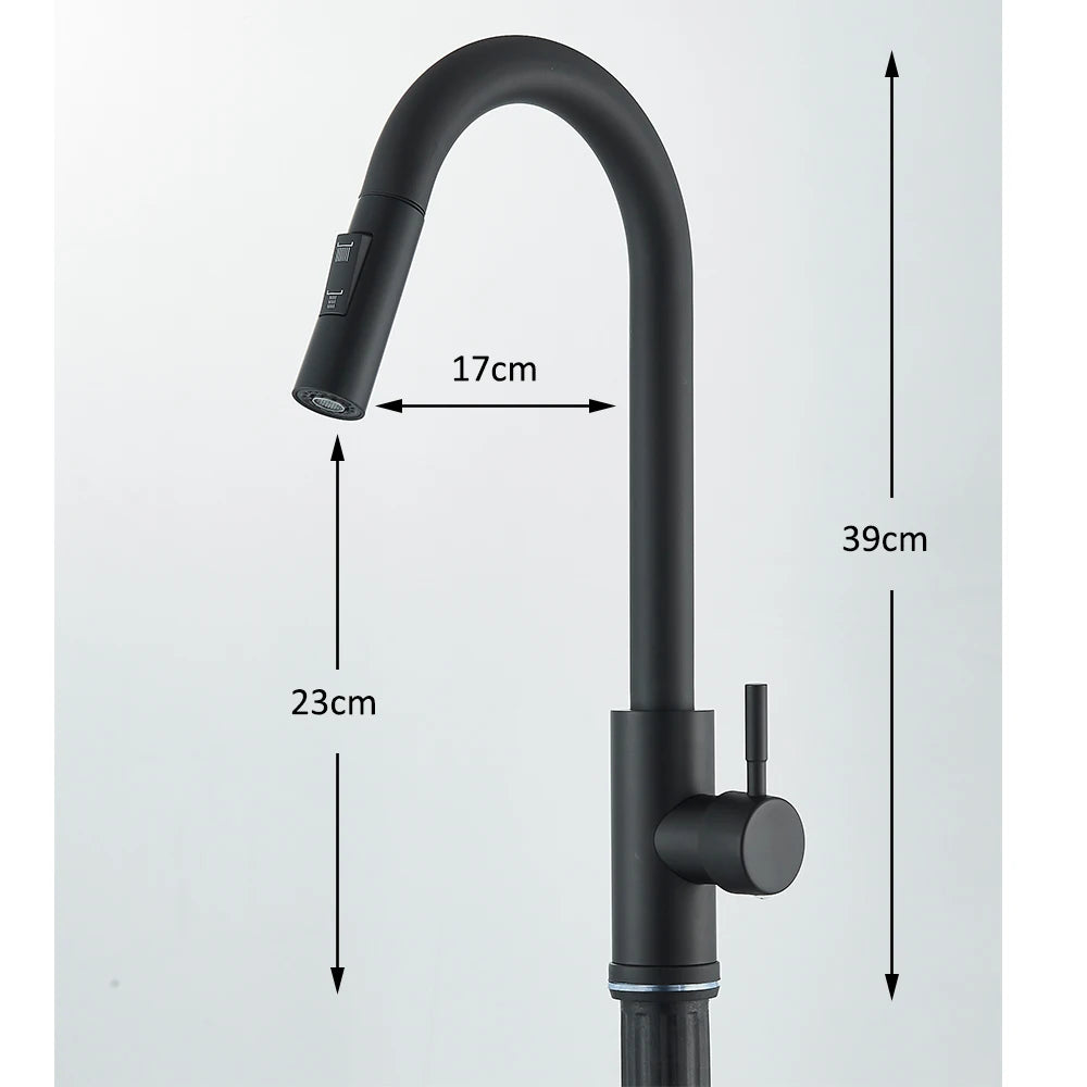 Pull Down Kitchen Sink Faucet Pull Out Two Function Single Handle Hot and Cold Water Mixer Taps Deck Mounted